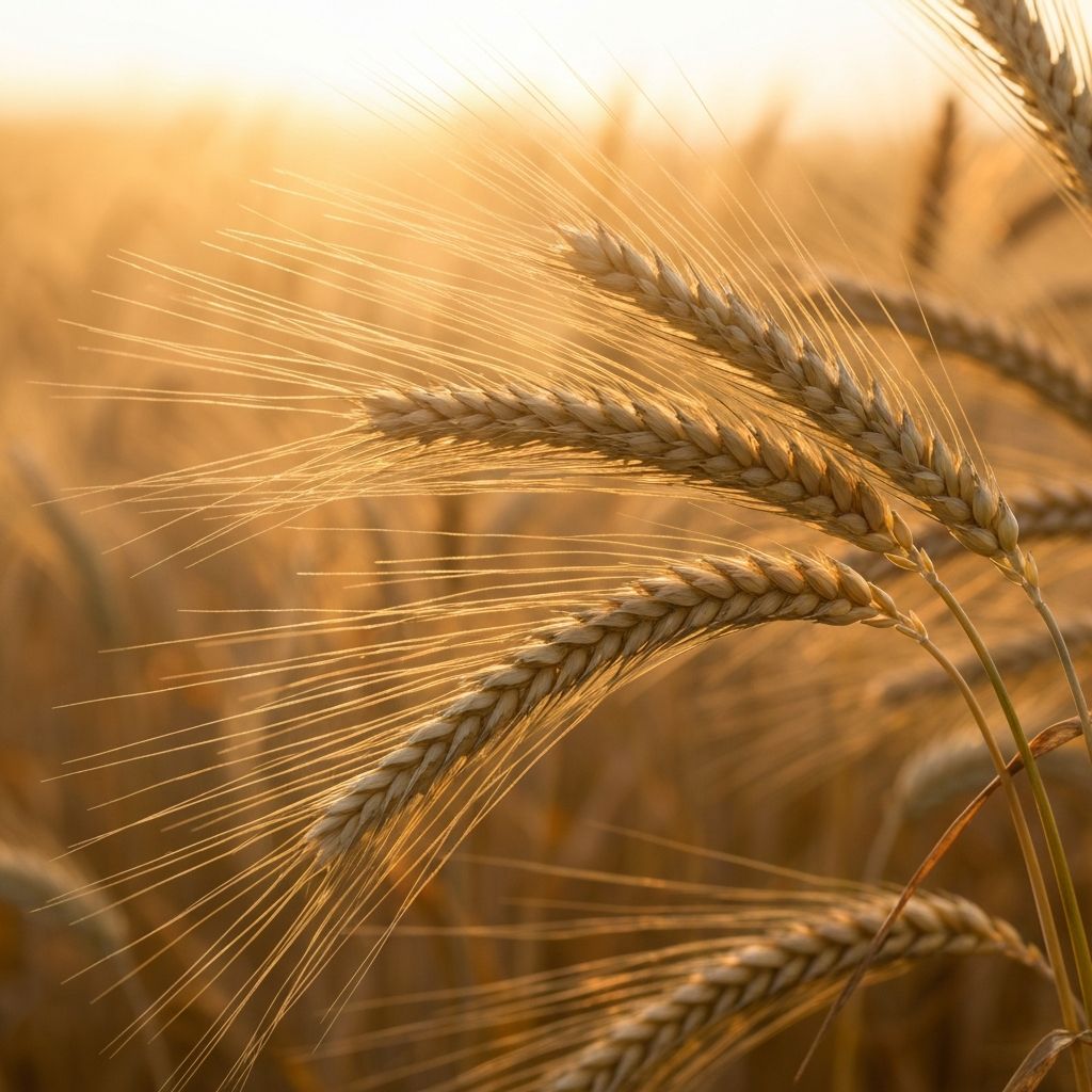 Golden wheat field at sunset